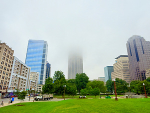 Foggy Skyline with Park