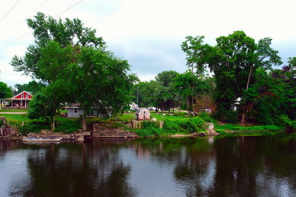 Country Home on Lake Print