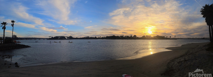 Panoramic San Diego Sunset: Moments between Light and Tide  Print