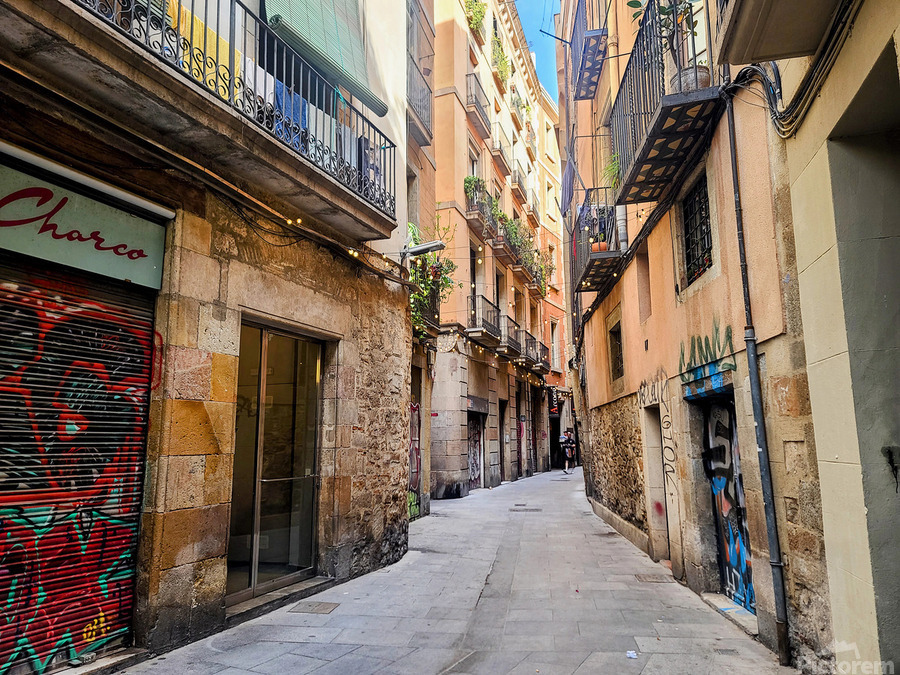 Streets of Barcelona: Where Stories Sneak Between Walls  Print