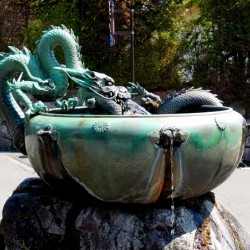 Dragon Bowl Sculpture Water Fountain