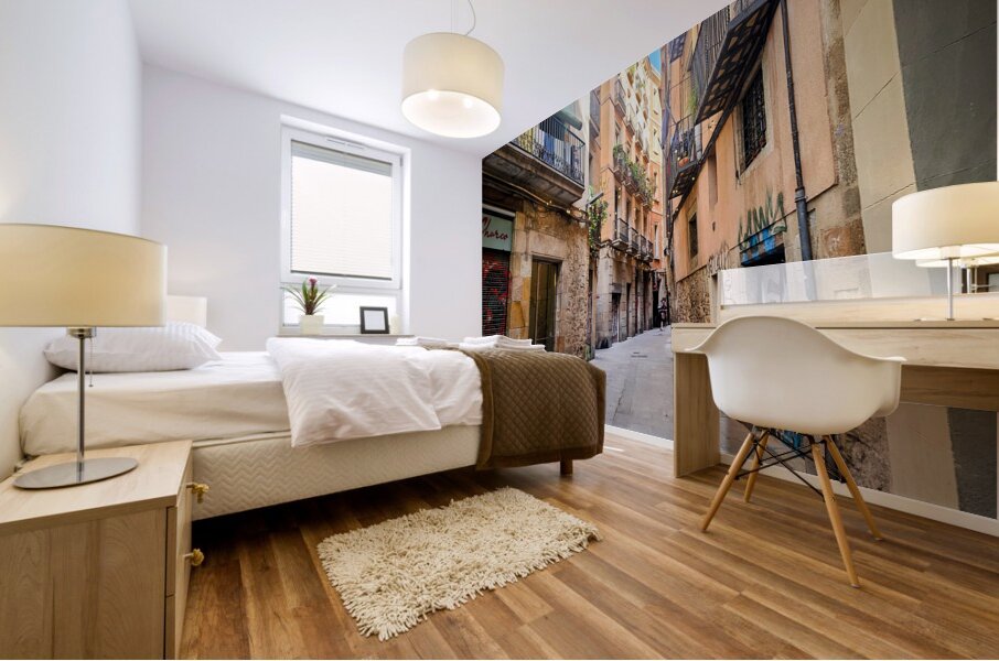 Streets of Barcelona: Where Stories Sneak Between Walls Mural print