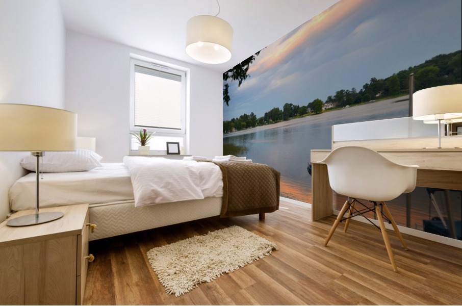 Family Fishing on the Lake Mural print