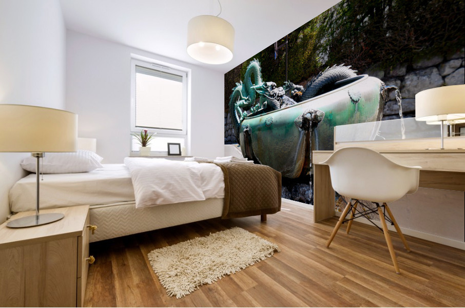 Dragon Bowl Sculpture Water Fountain Mural print