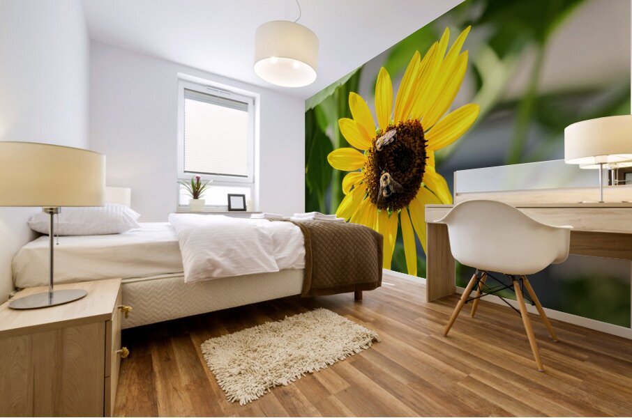 The Sunflower Keeps Time for Two Mural print