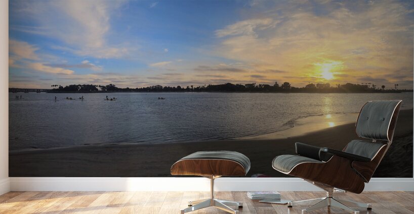 Panoramic San Diego Sunset: Moments between Light and Tide Wall Murals
