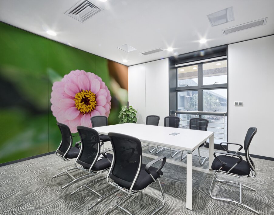 Pretty in Pink Zinnia:  Soft Celestial from Earth’s Garden Wall Printing