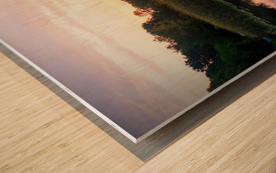 Over Lilyglass Waters: A Dawn Reawakens Wood print